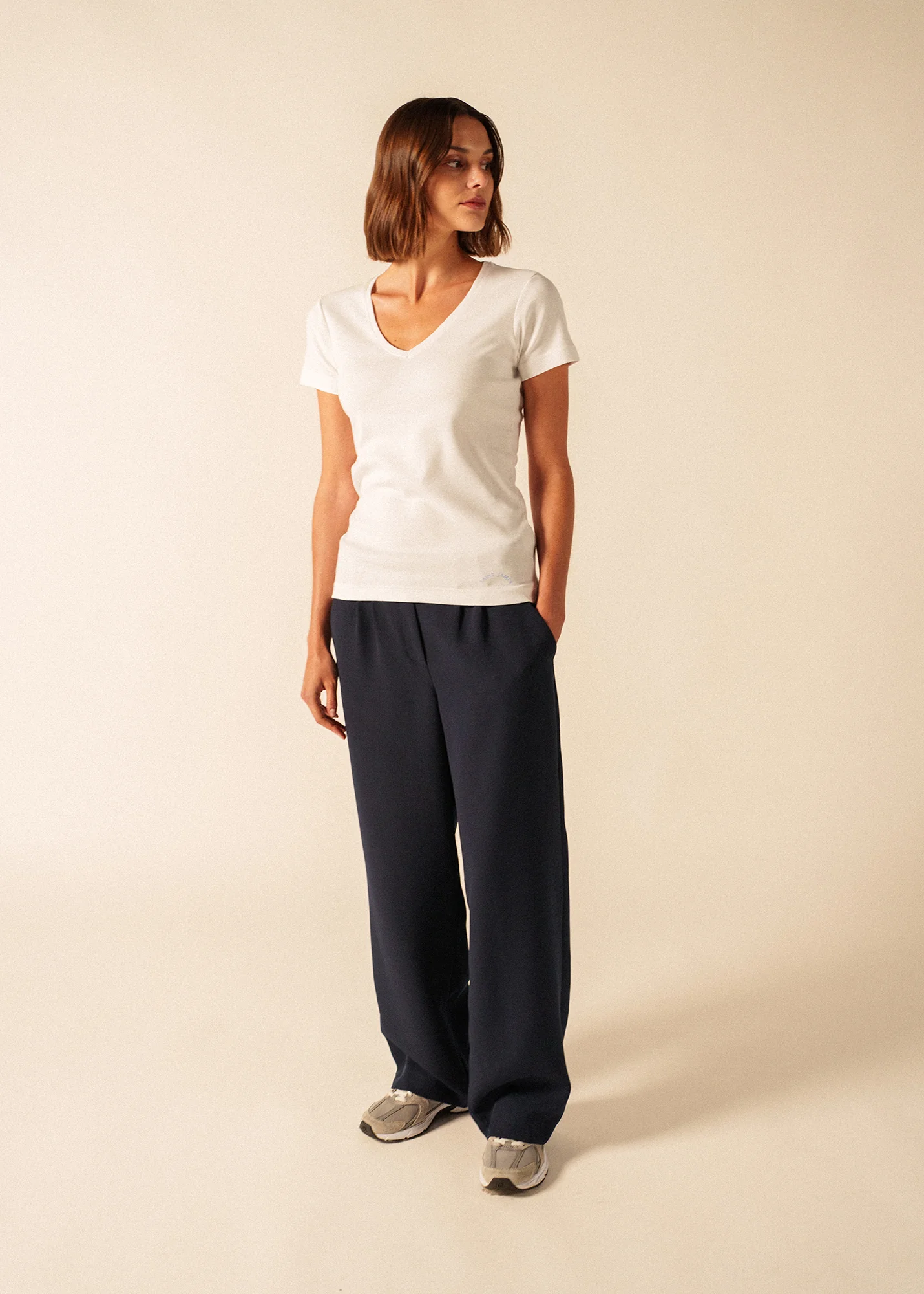 T-shirt Ajaccio V-neck – in cotton (BLANC)