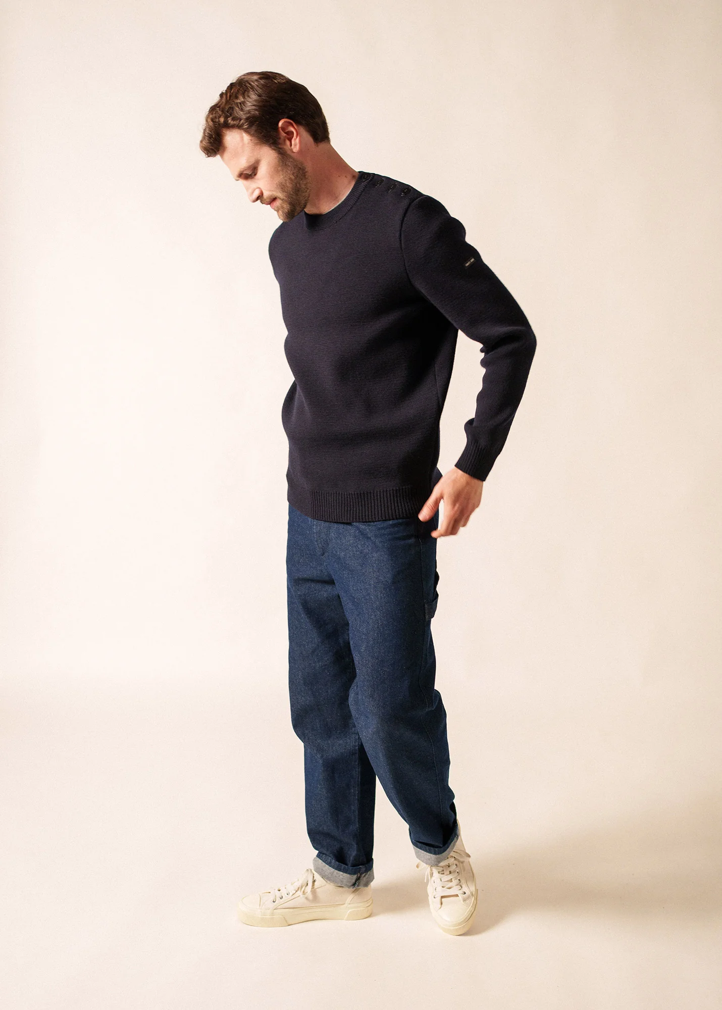Cancale sailor jumper - regular fit, in pure new wool (NAVY)