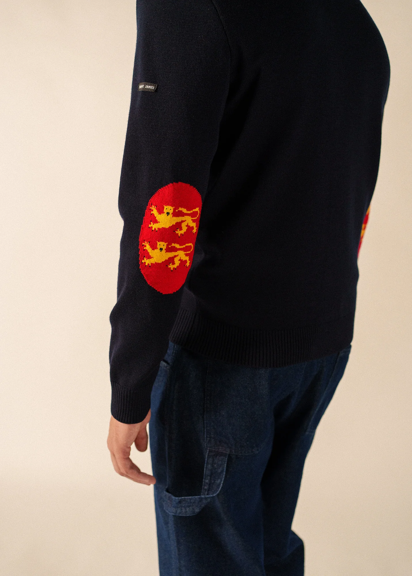 Elbow patches cardigan (NAVY/NORMANDIE) - Image 5