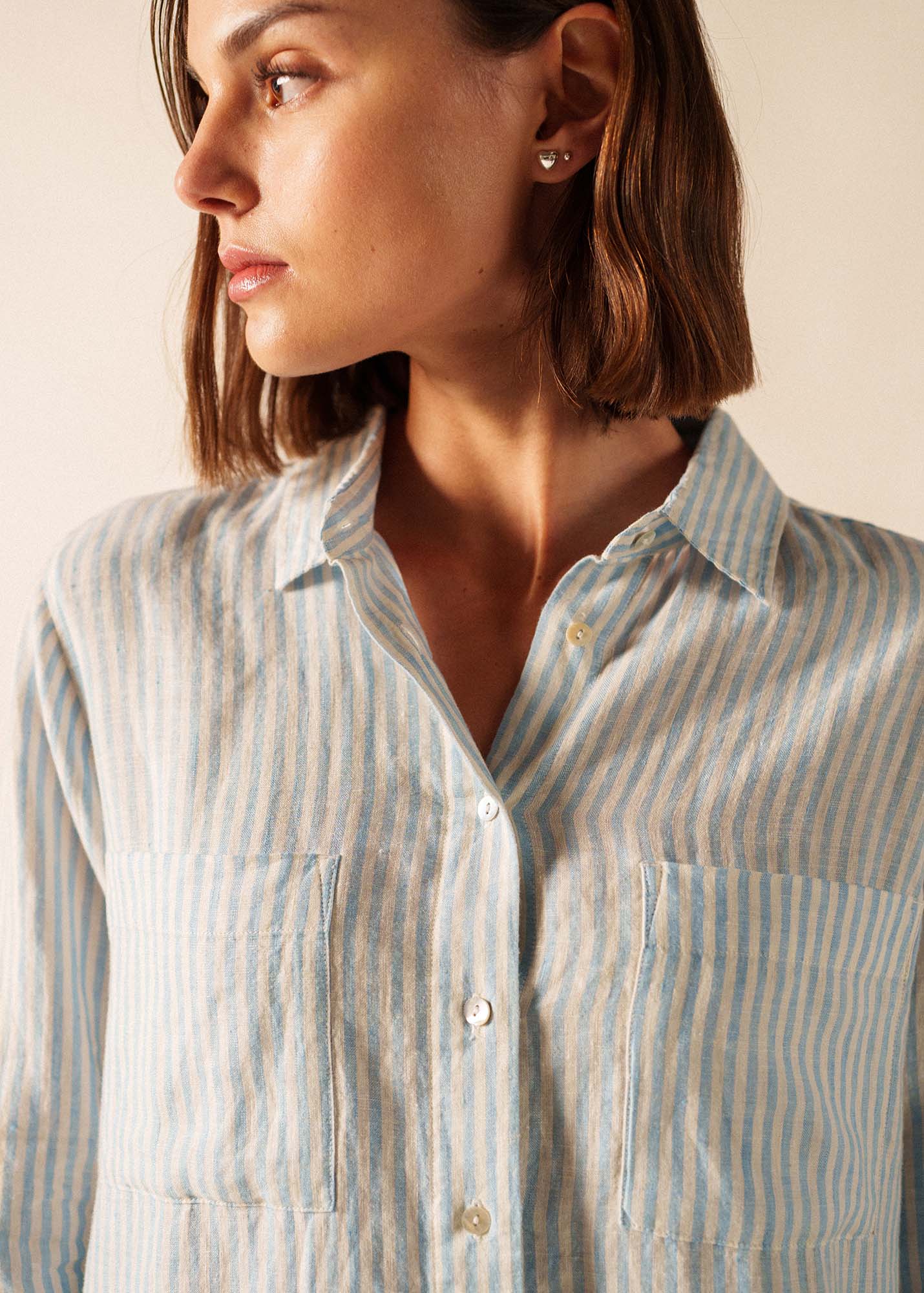 Charline Shirt (BLANC/CIEL) - Image 4