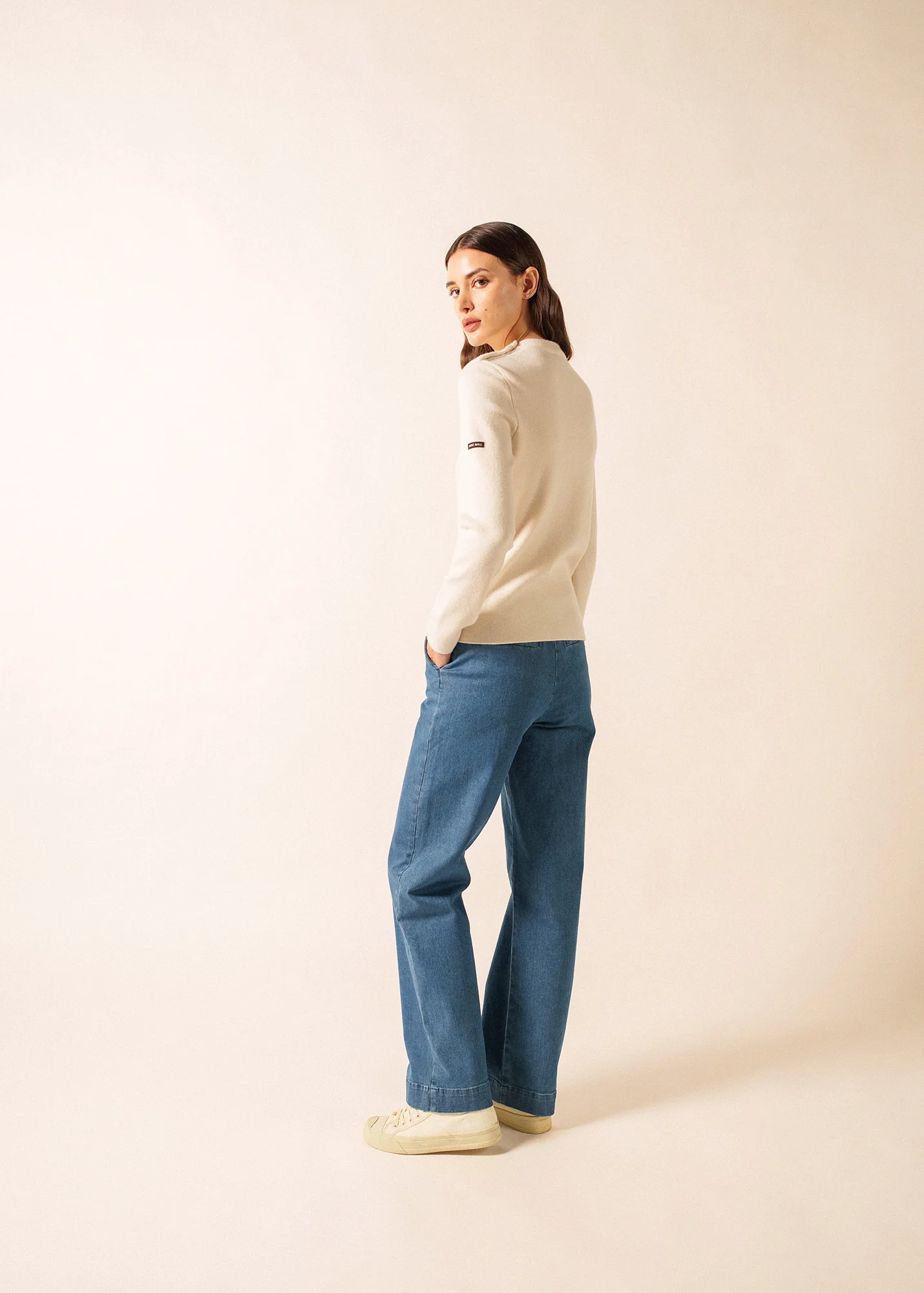 Brégançon plain sailor jumper - in cashmere (ECUME) - Image 2