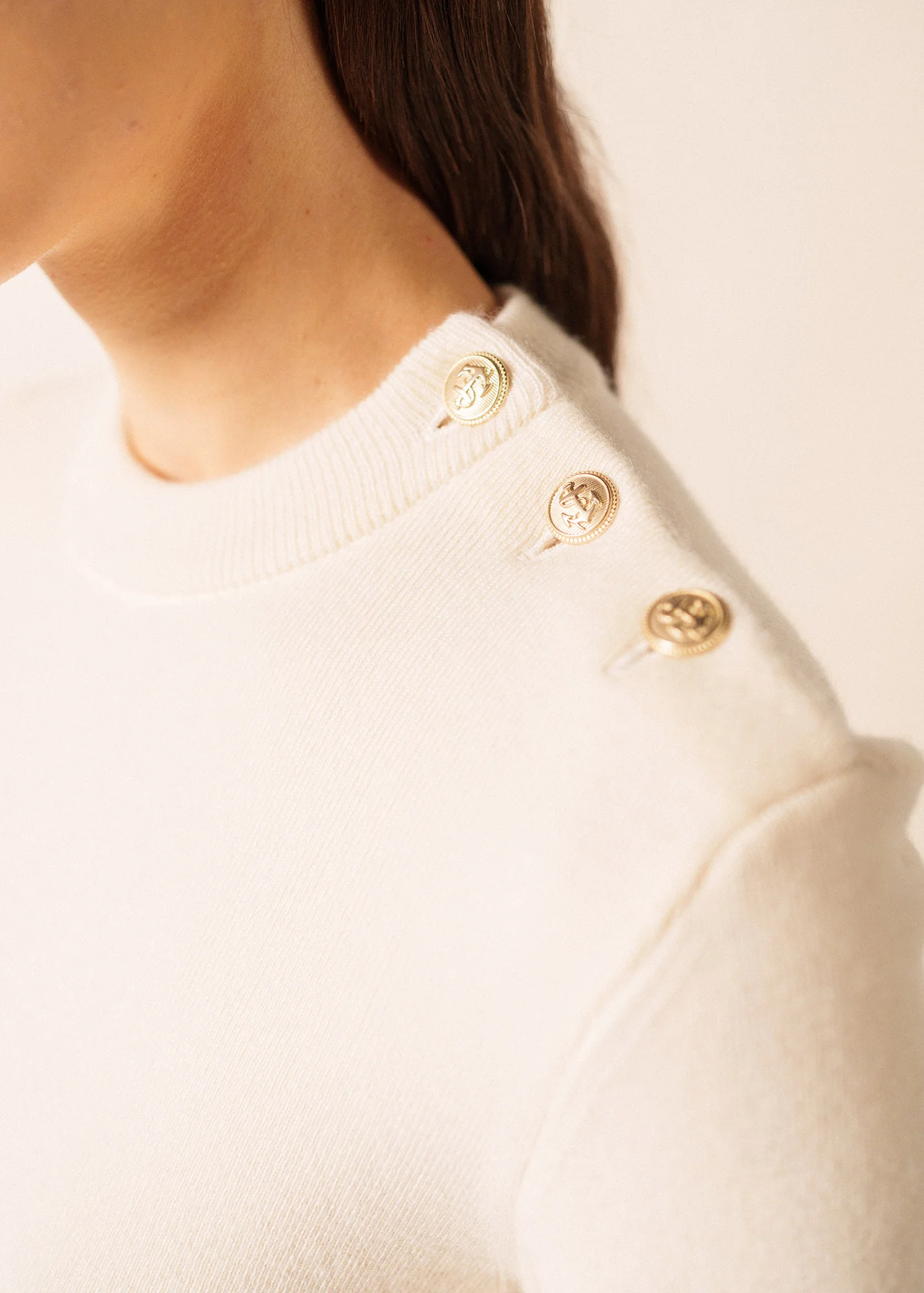 Brégançon plain sailor jumper - in cashmere (ECUME) - Image 4