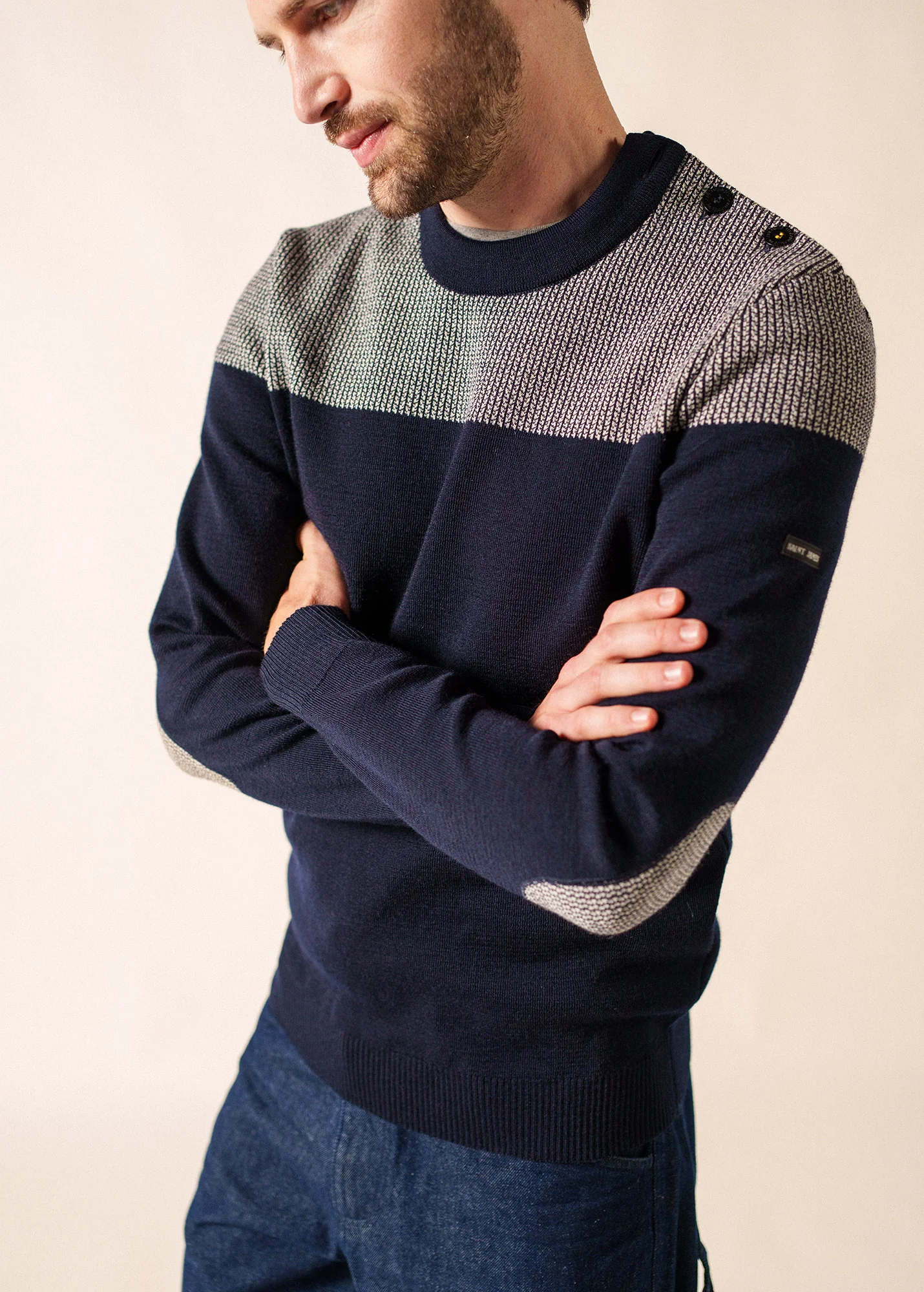 Dinan bicolore salior jumper (MARINE/ECRU) - Image 3