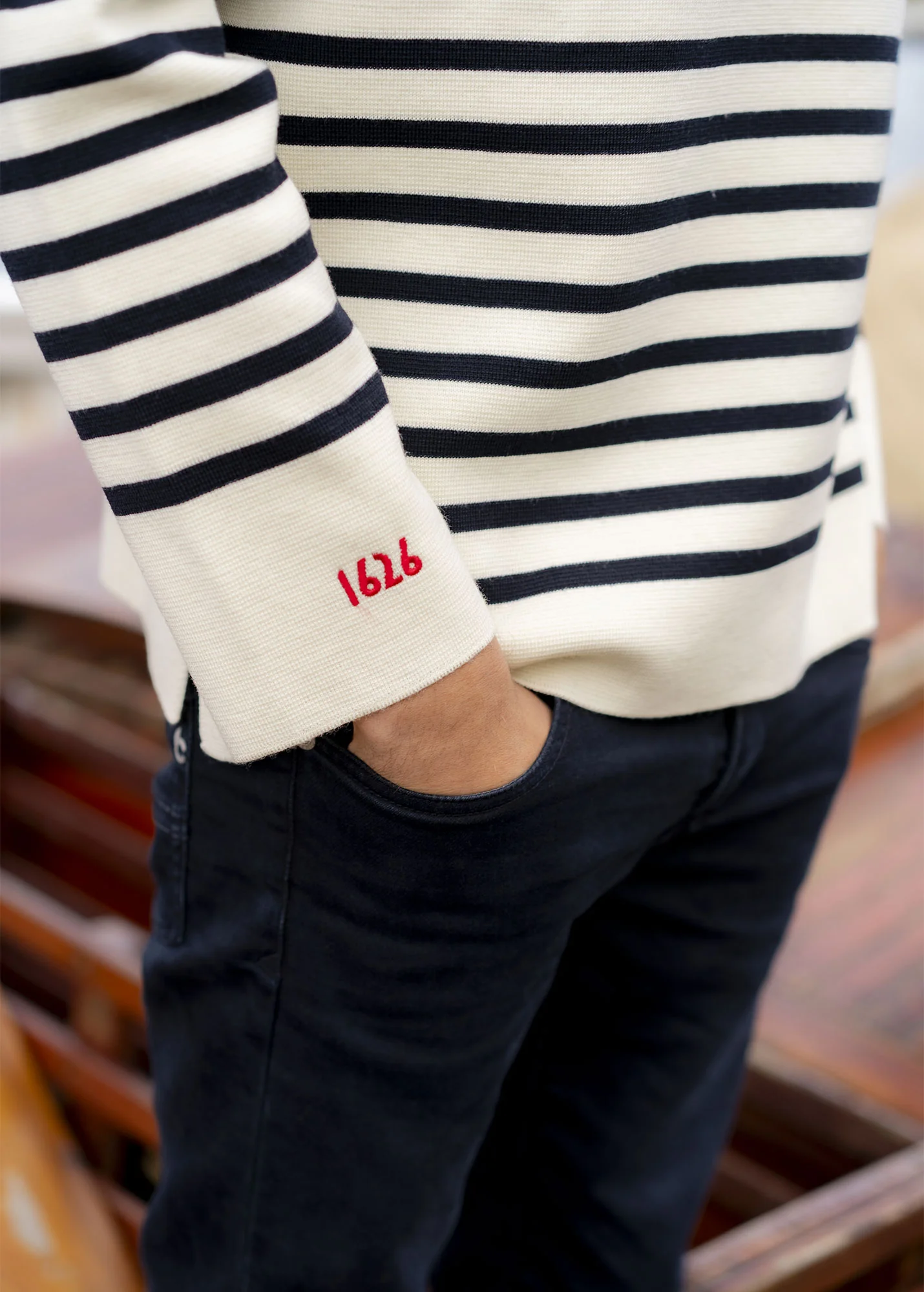 Aconit x Marine nationale Breton Shirt (ECRU/MARINE) - Image 4