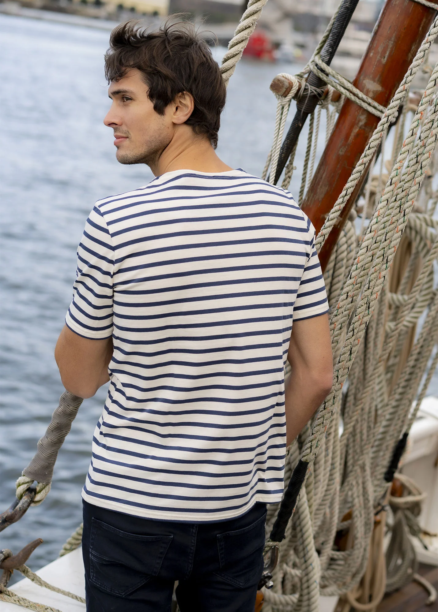 Narval x Marine nationale Breton Shirt (ECRU/NAVY) - Image 2