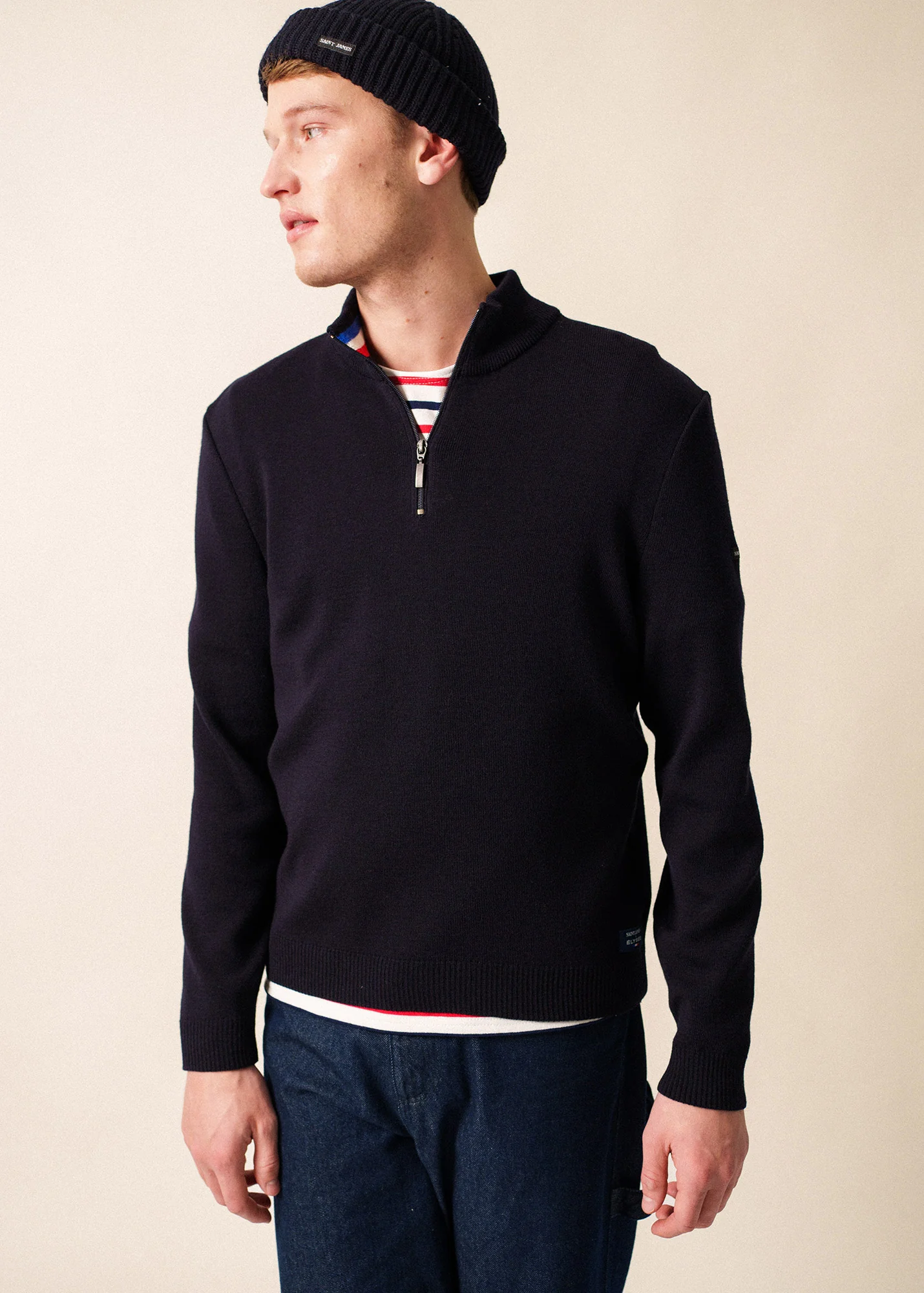 Elbow patch jumper x l'Elysée (NAVY/MULTICO) - Image 3