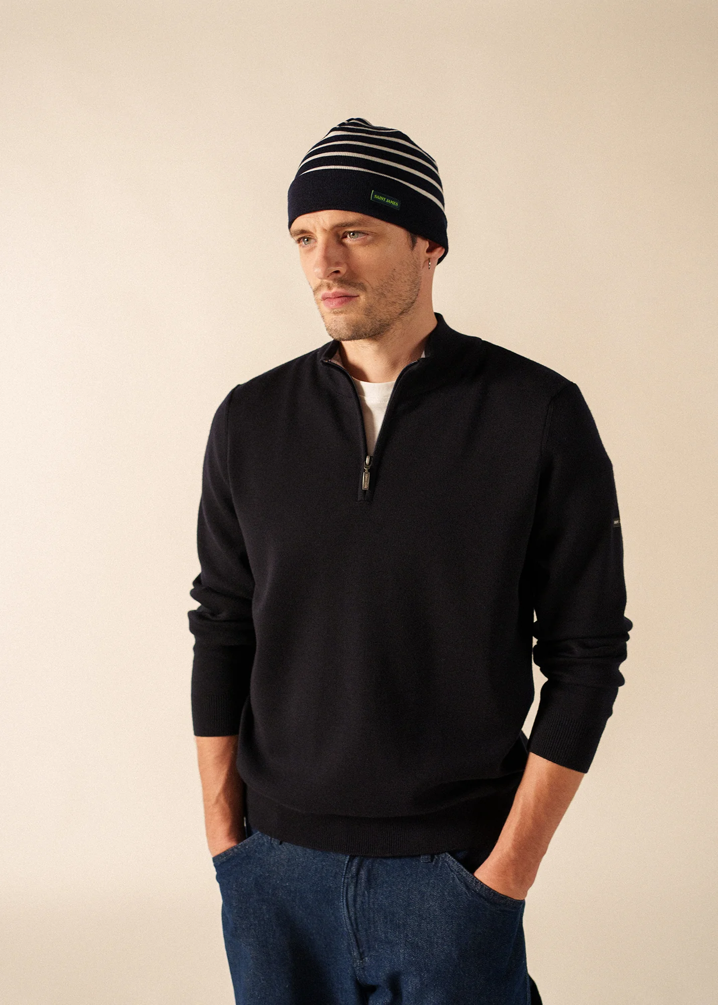 Glow-In-The-Dark Beanie - in wool (NAVY/PHOSPHORESCENT)