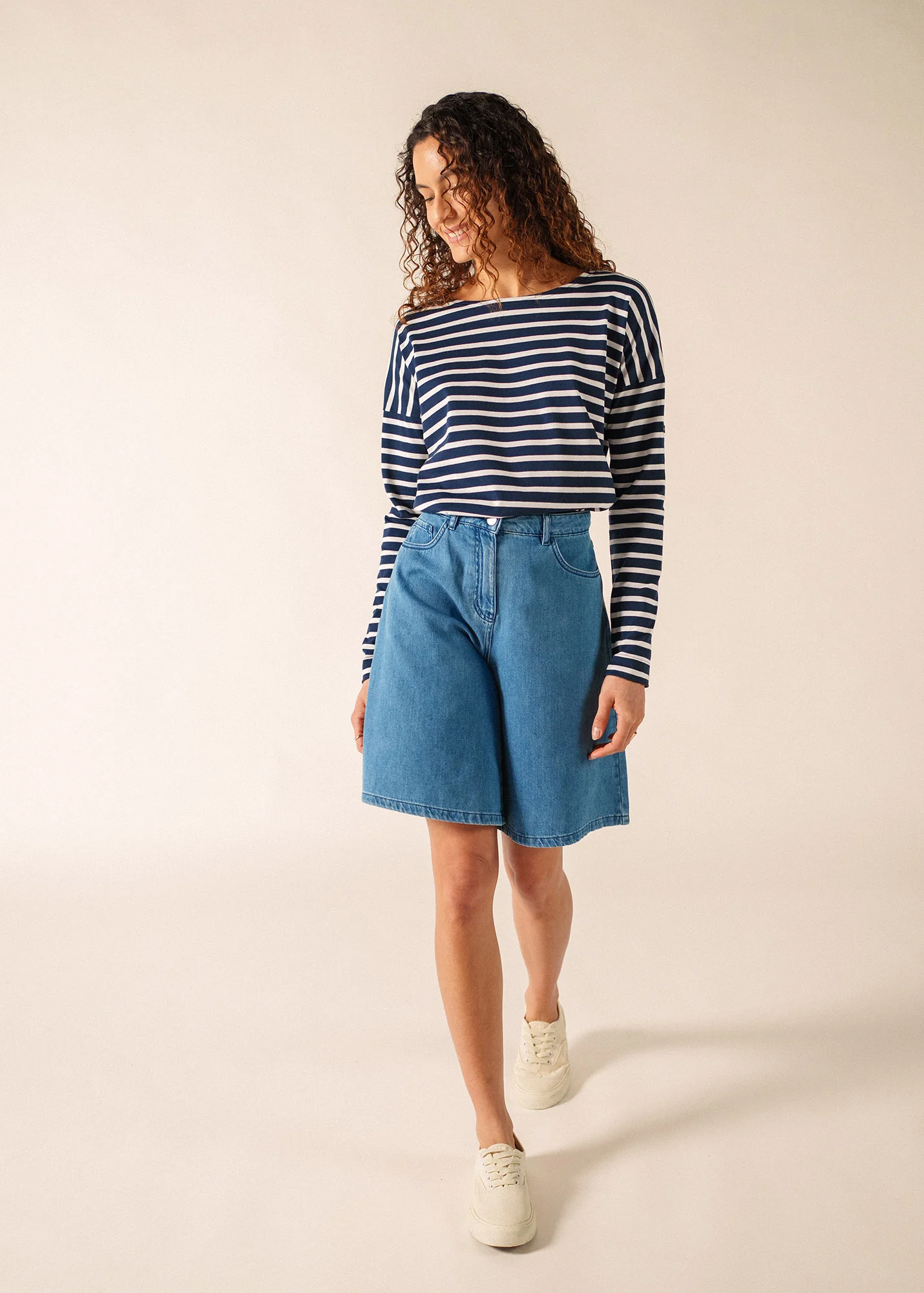 Minquiers Drop Breton shirt (MARINE/NEIGE)