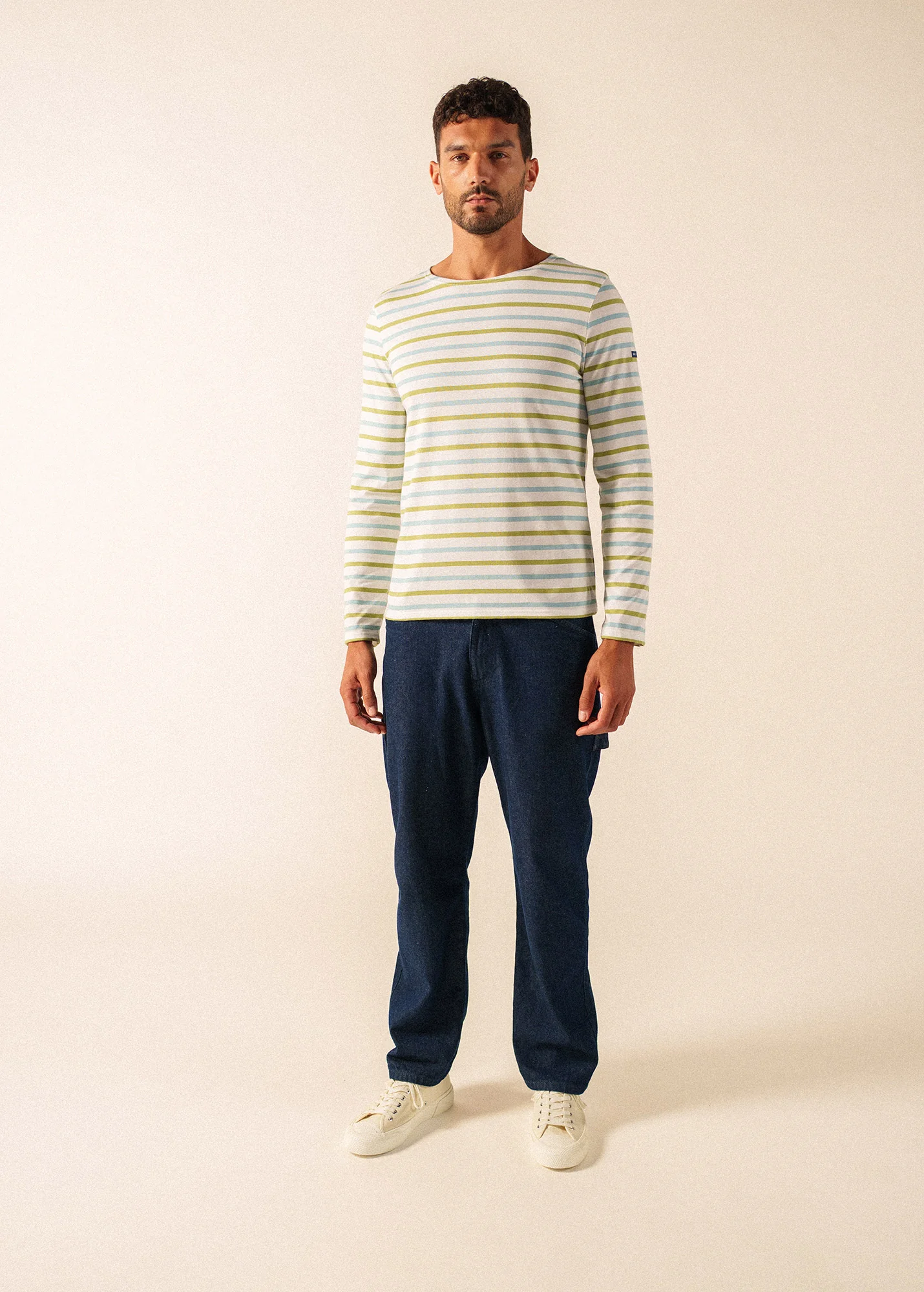 Minquiers tricolour Breton shirt (NEIGE/NUANCE/OIL)