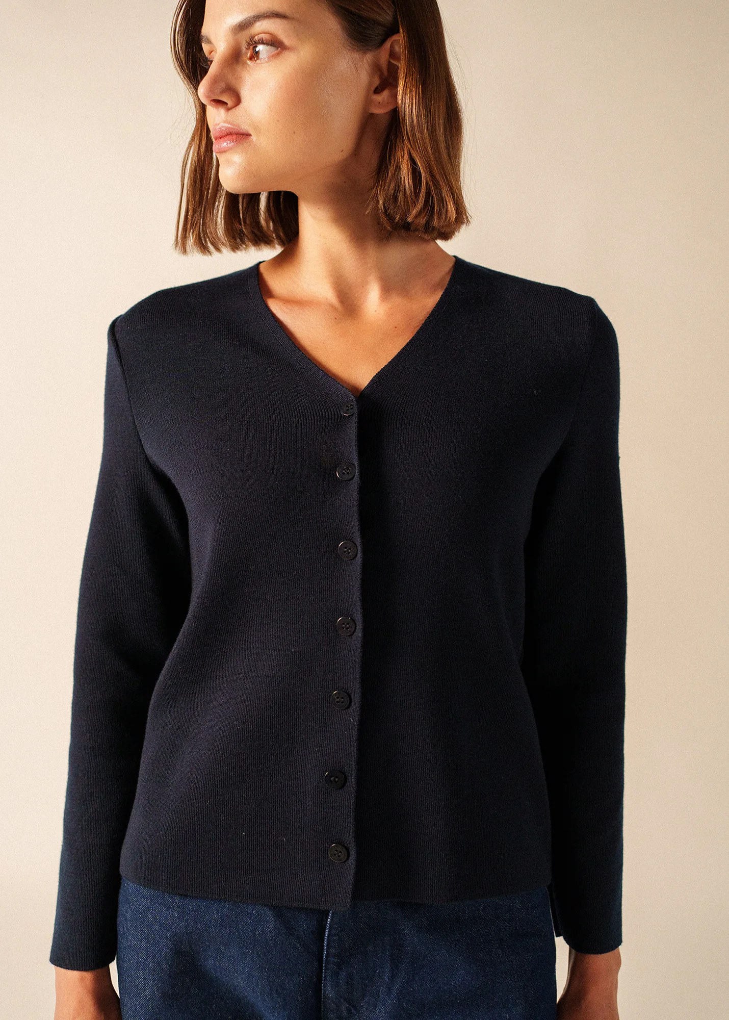 Brévands Cardigan Elbow Patches (NAVY/NORMANDIE) - Image 3