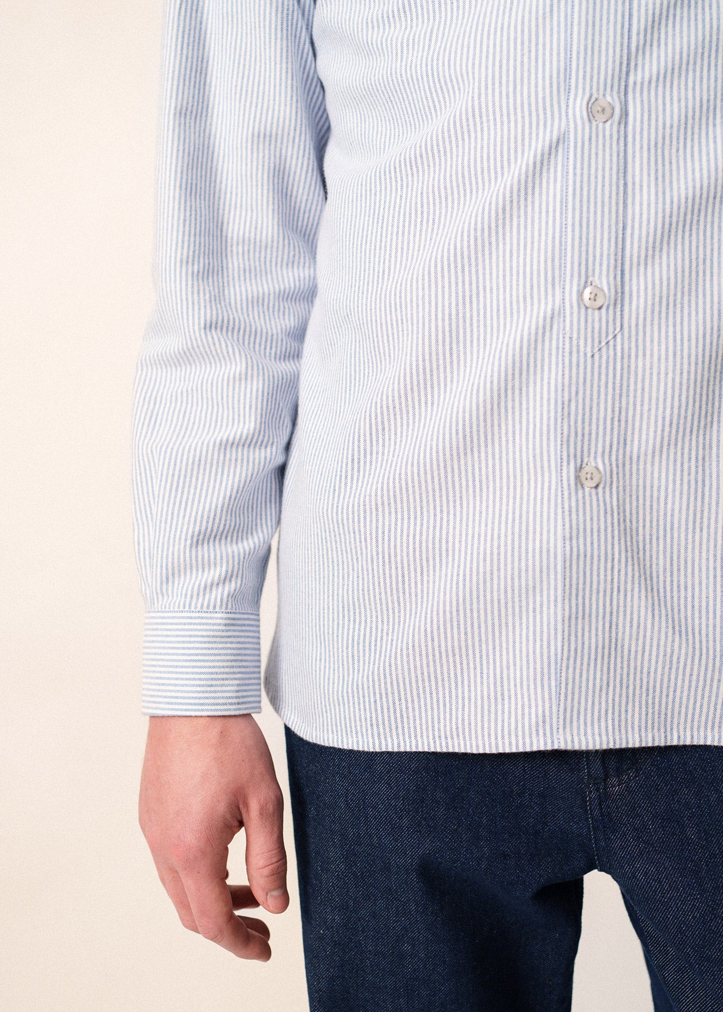 Nolan striped shirt - in cotton (AMIRAL/ECUME) - Image 5