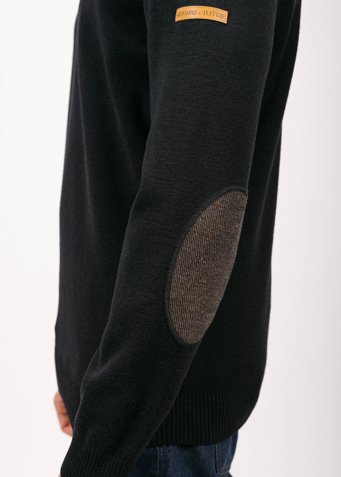 Patrimoine sailor jumper with elbow patches - SAINT JAMES x Atelier Tuffery (MARINE) - Image 8