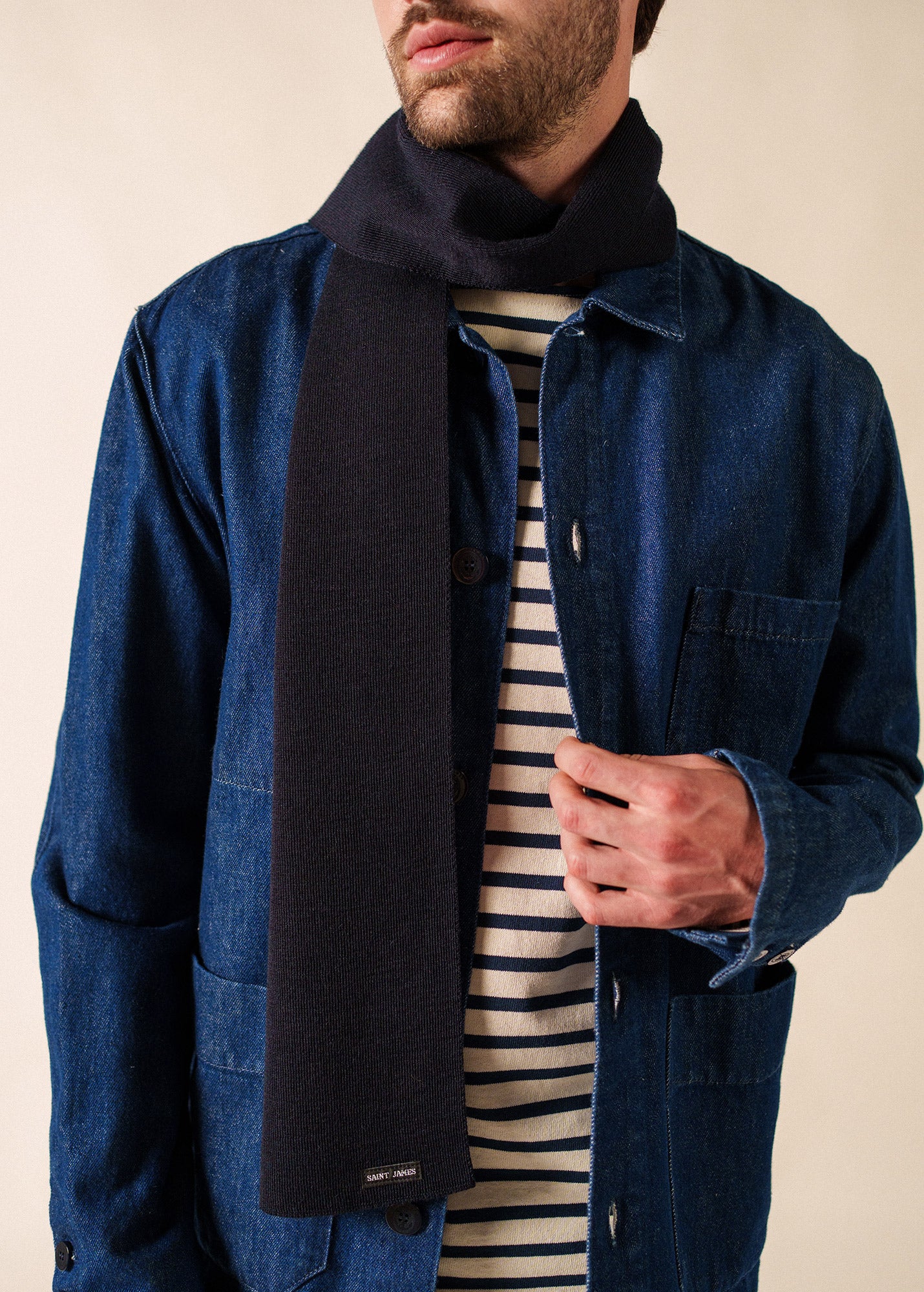 Plain scarf (NAVY) - Image 2