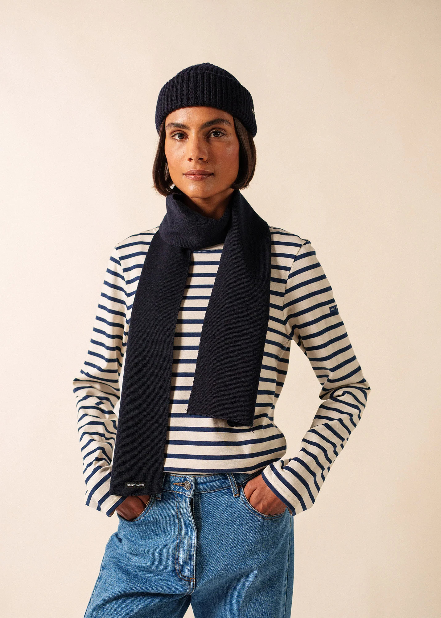 Plain scarf (NAVY) - Image 3