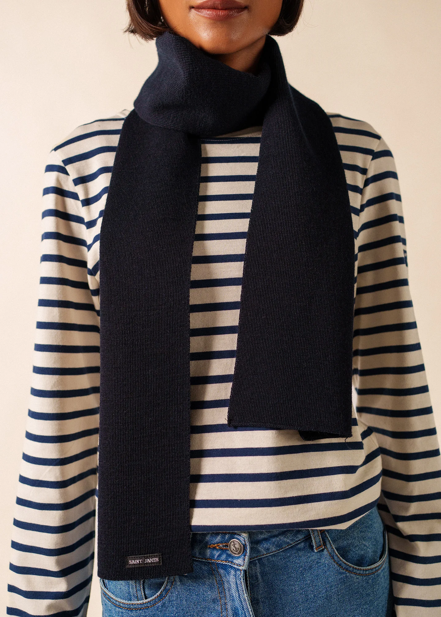 Plain scarf (NAVY) - Image 4