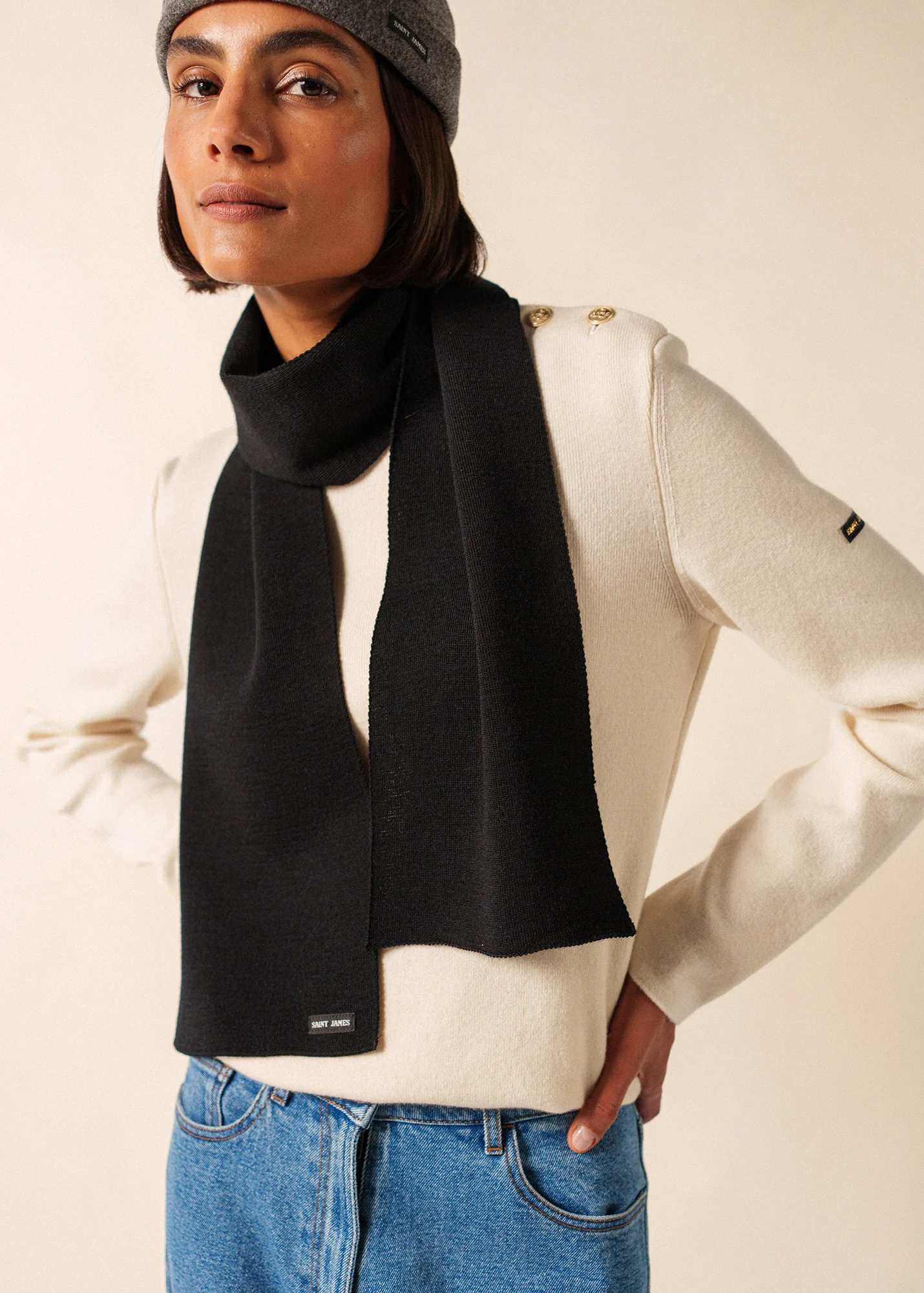 Plain scarf (NOIR) - Image 3