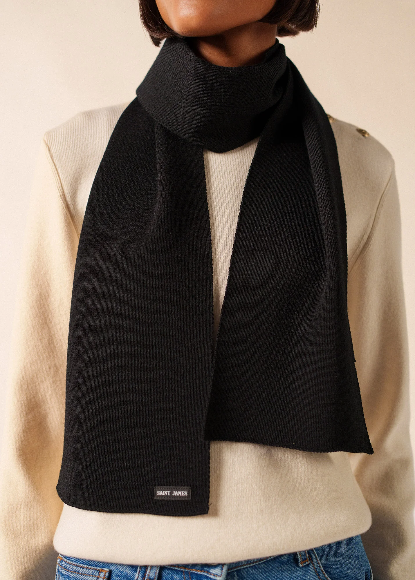 Plain scarf (NOIR) - Image 4