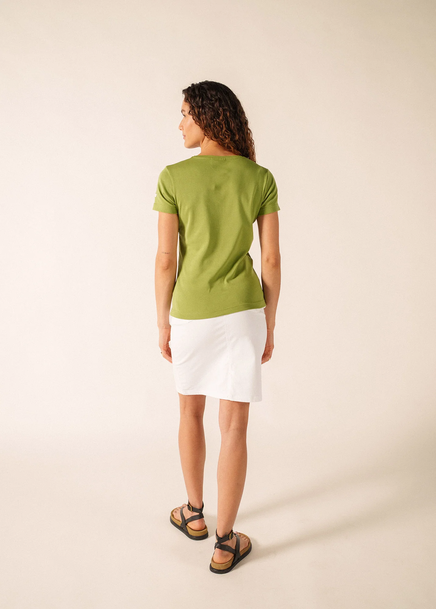 T-shirt Ajaccio V-neck – in cotton (OIL) - Image 2