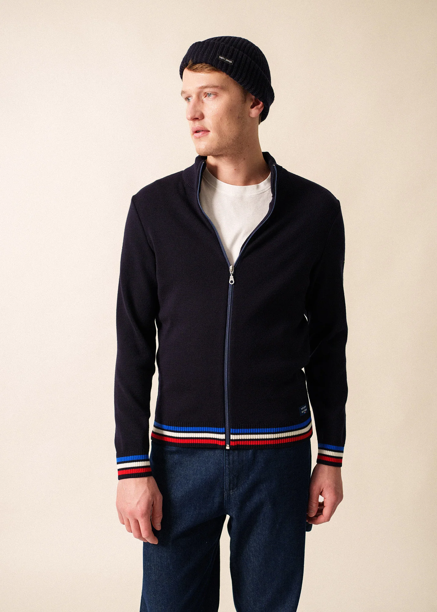 Tricolour cardigan x l'Elysée (NAVY/MULTICO) - Image 3