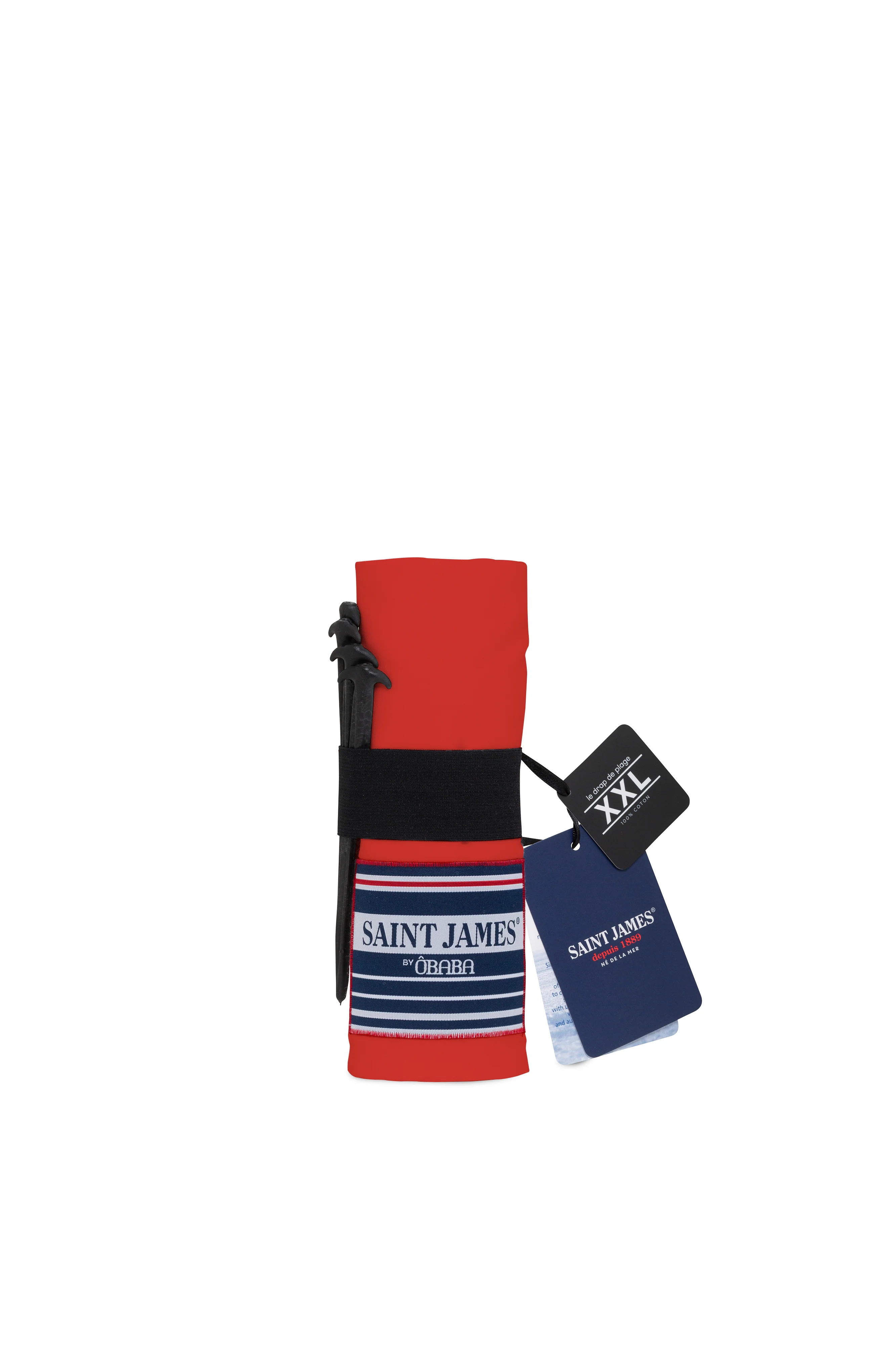 XXL beach towel in cotton - SAINT JAMES x ÔBABA (ROUGE)