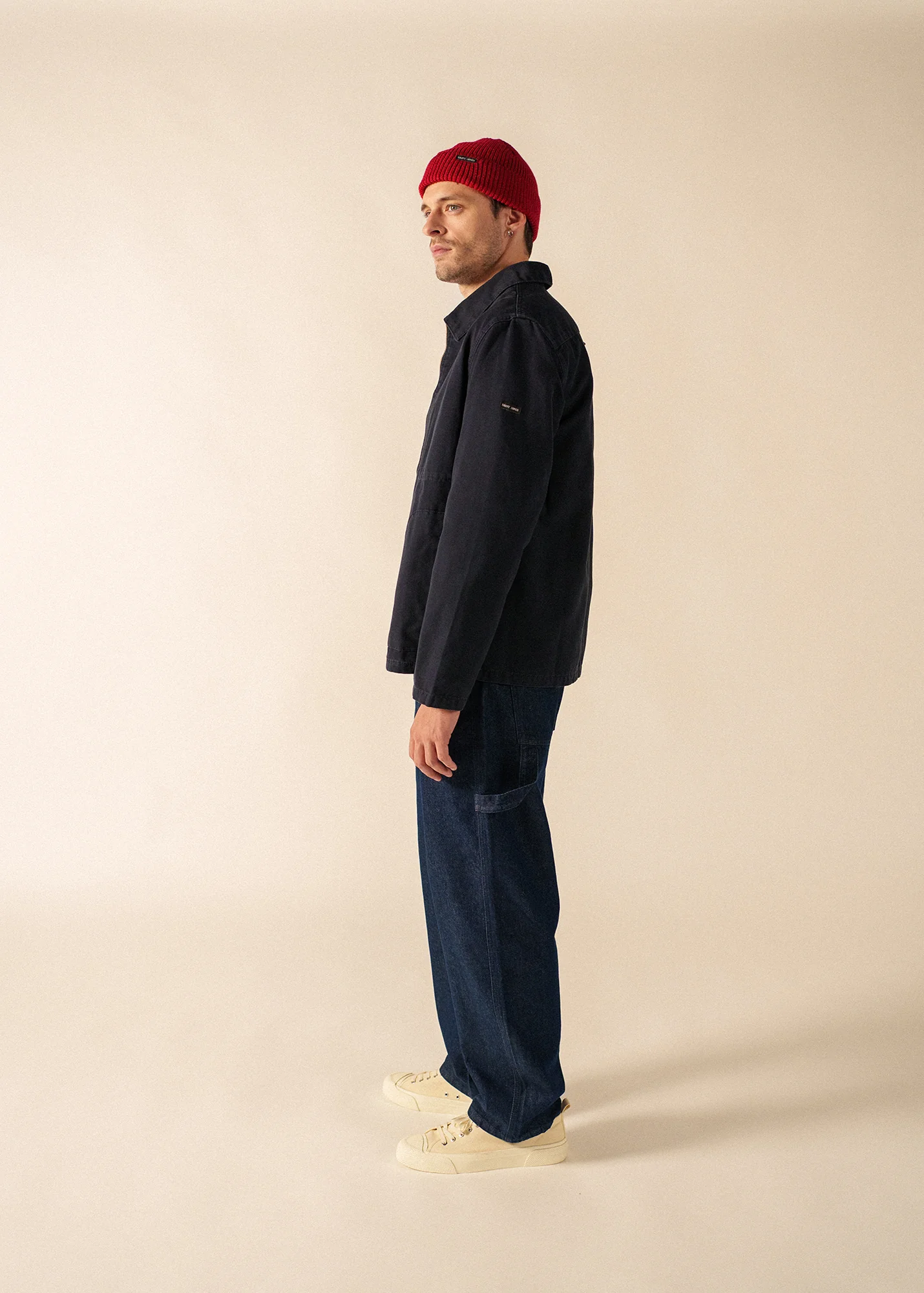 Zephyr smock style jacket - zipped, in cotton canvas (MARINE) - Image 3